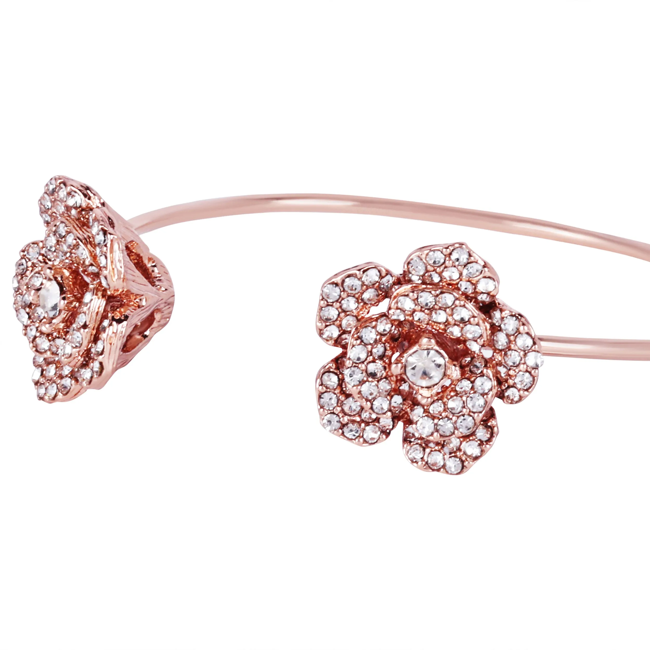 Estele Rose Collection Exclusive Rose Motif Cuff Bracelet: Rosegold Plated with Exquisite Floral Design Ideal Jewelry for Womens-Special Moments