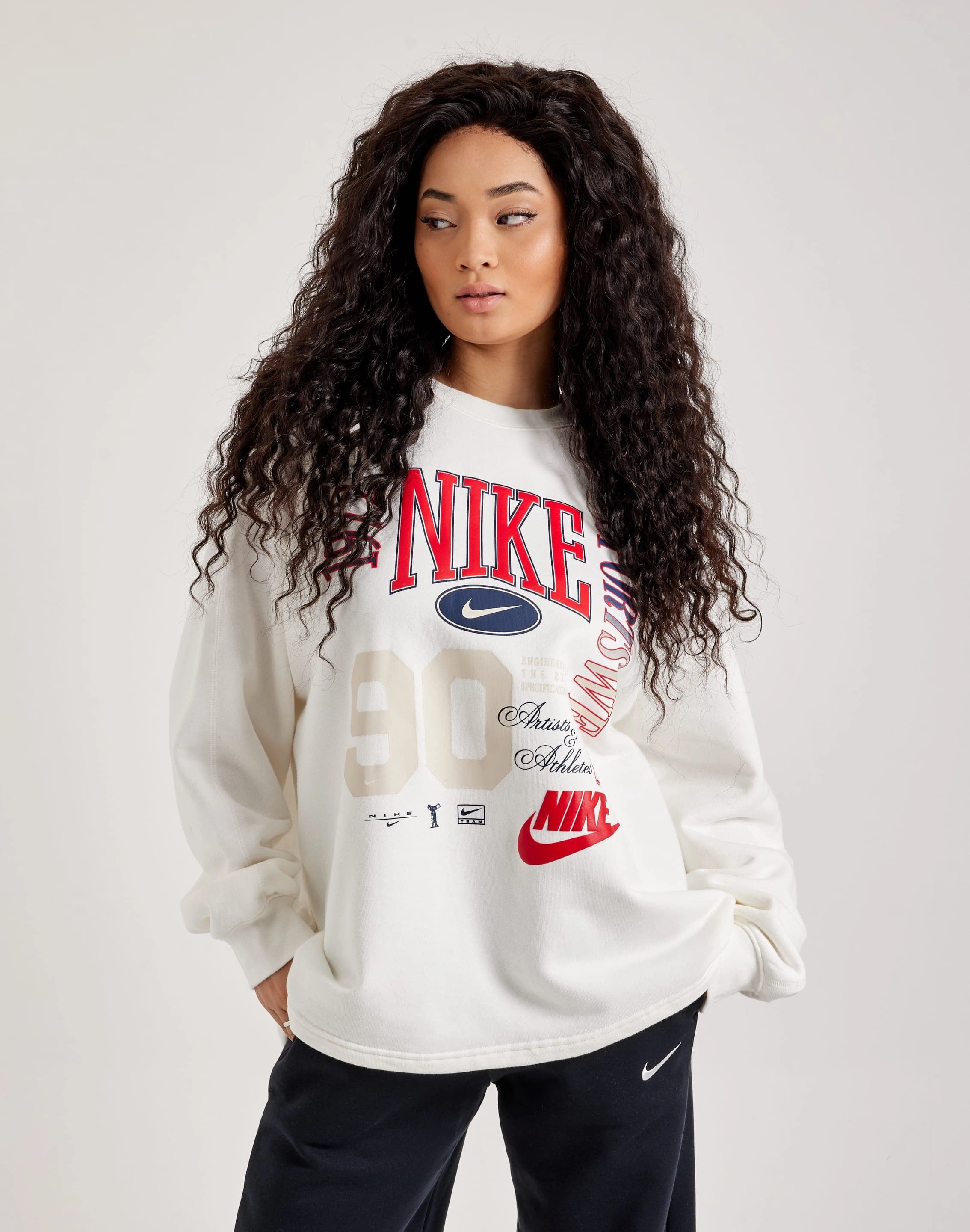 Online fashion shopping Nike Oversized French Terry Crewneck Sweatshirt Fashion for all body types