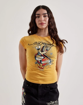 Evening wear Ed Hardy Swallow Cap Sleeve Tee Fashion brands