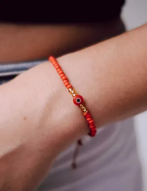 Evil Eye Seed Bead in Red
