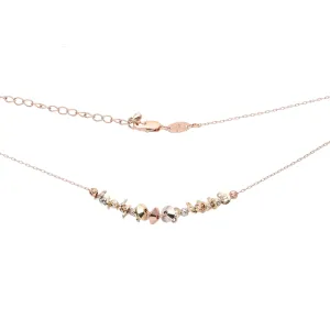 Fancy beads and disc 14K Gold, Rose Gold three tone necklace