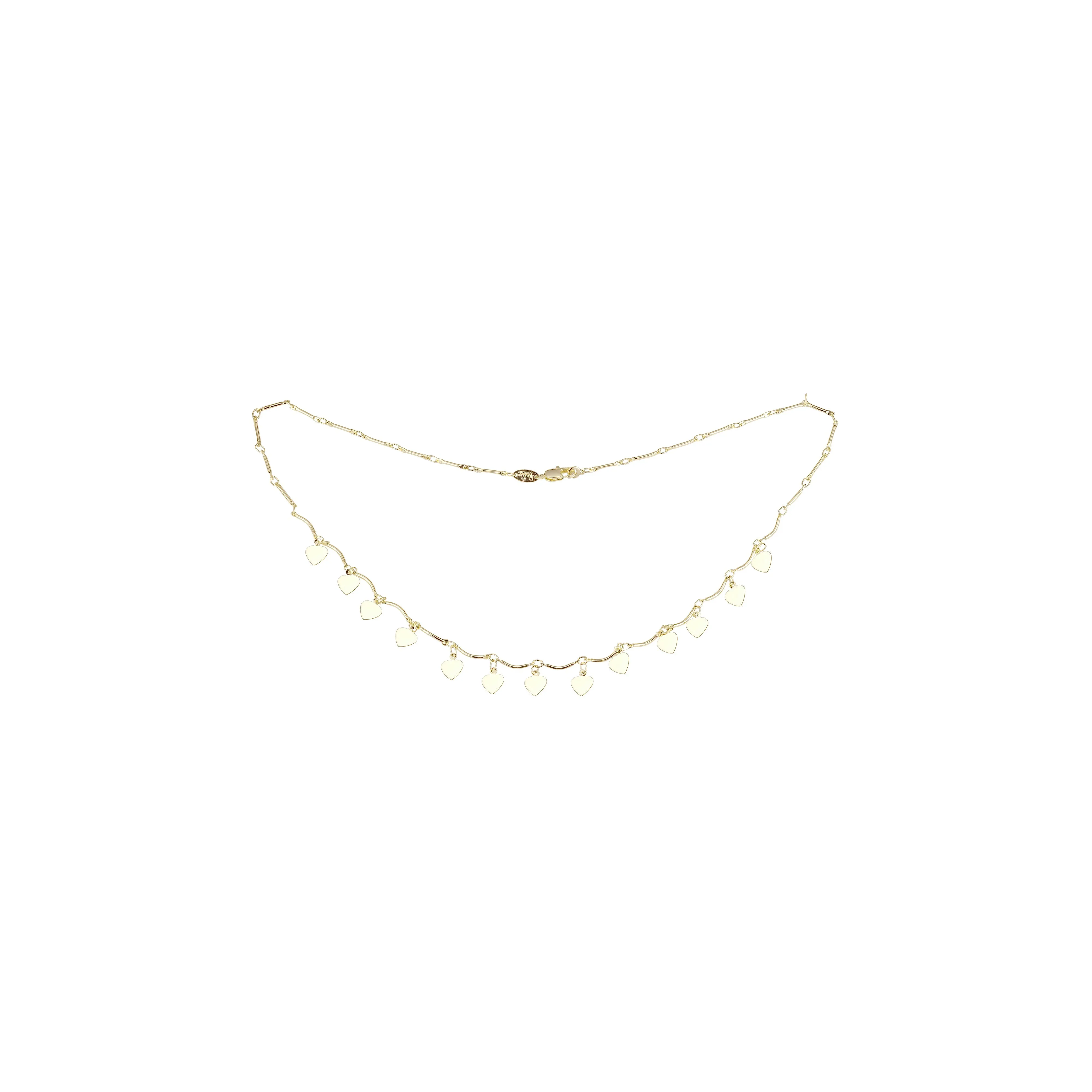 Fancy heart leaves link necklace plated in 14K Gold