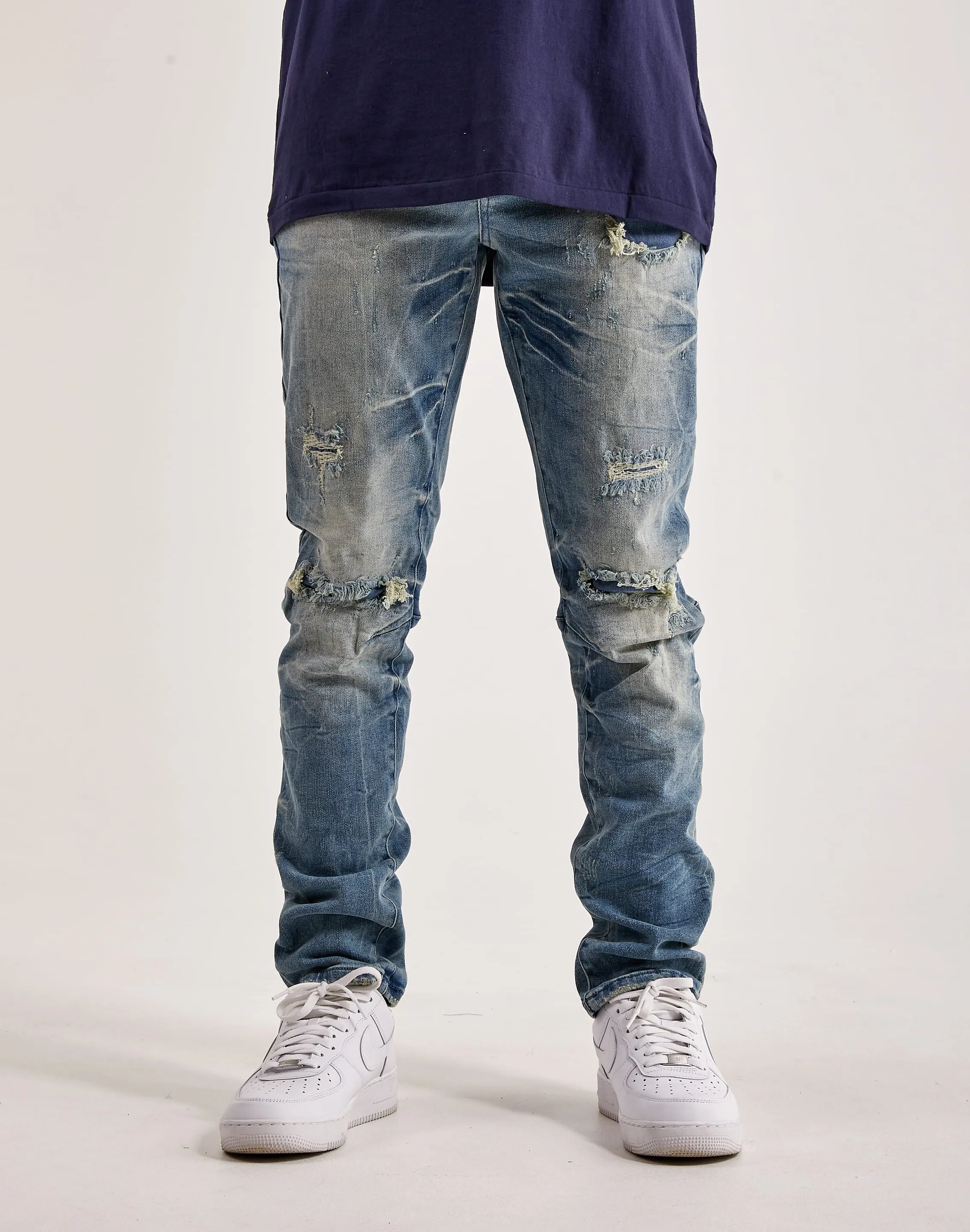 Fashion for all ages Smoke Rise Wave Effect Basic Slim Denim Denim - based fashion