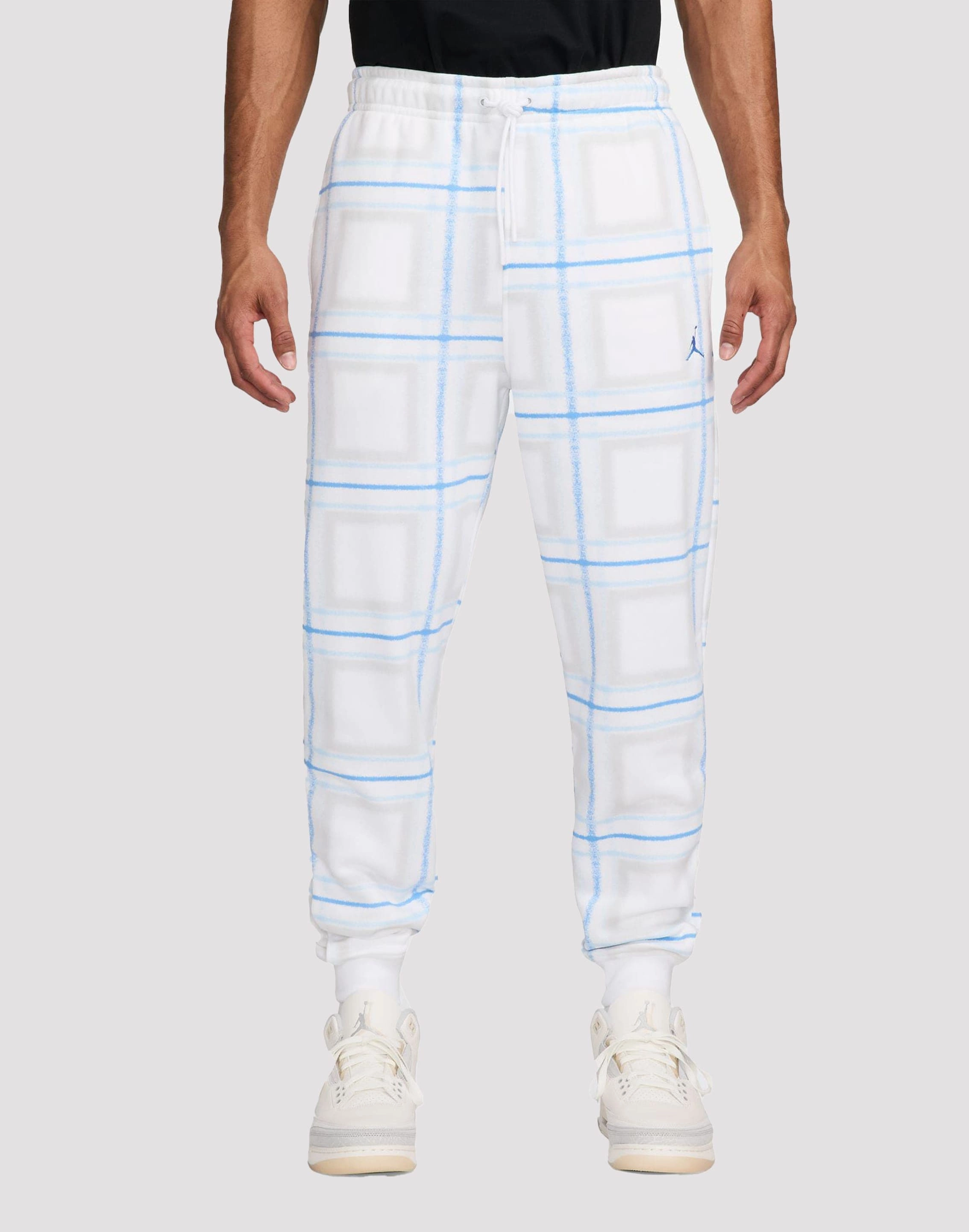 Fashion boutiques Jordan Essentials Fleece Holiday White Plaid Pants Silk - fabric fashion