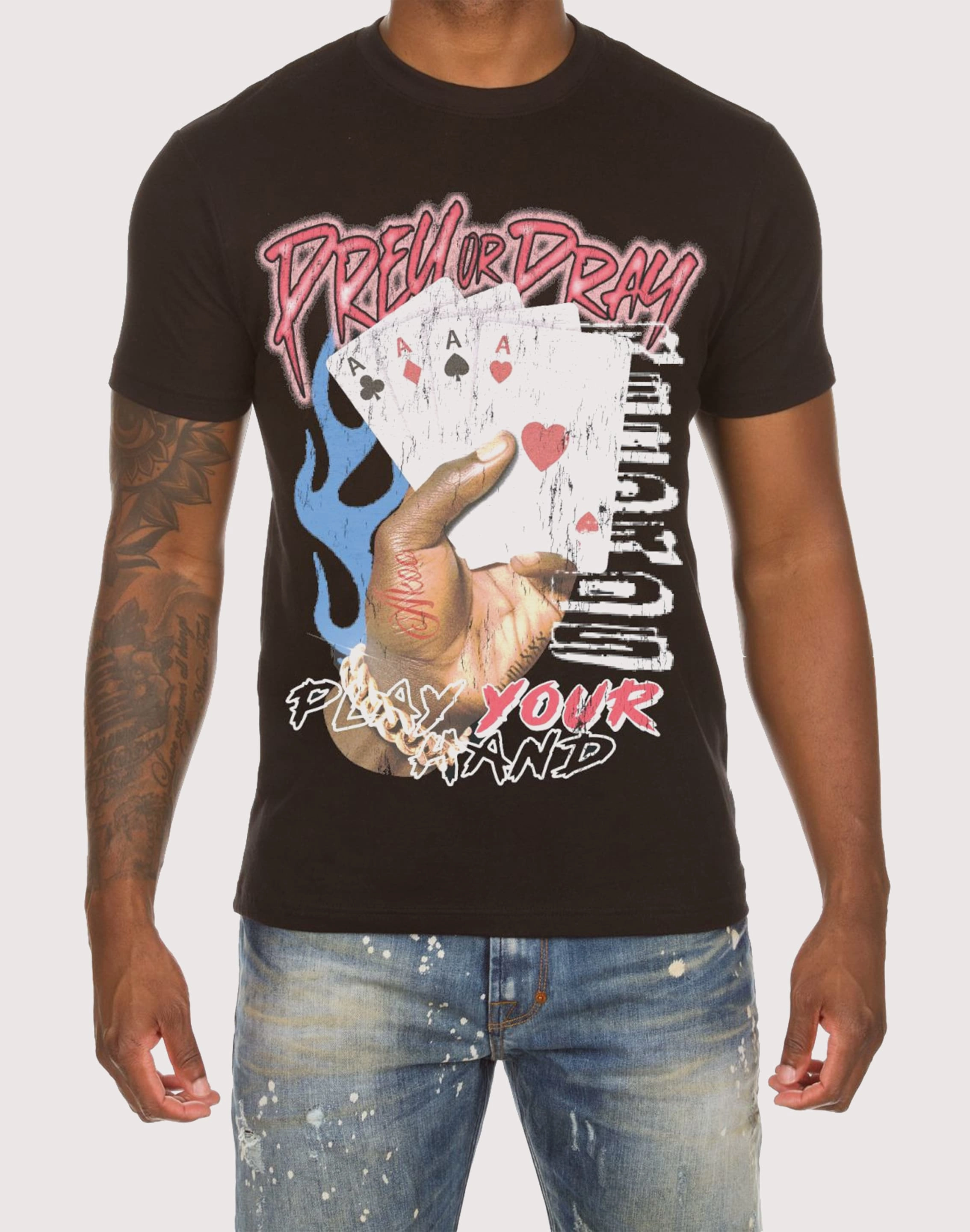 Fashion brands Akoo Four Of A Kind Black Tee Silk - fabric fashion