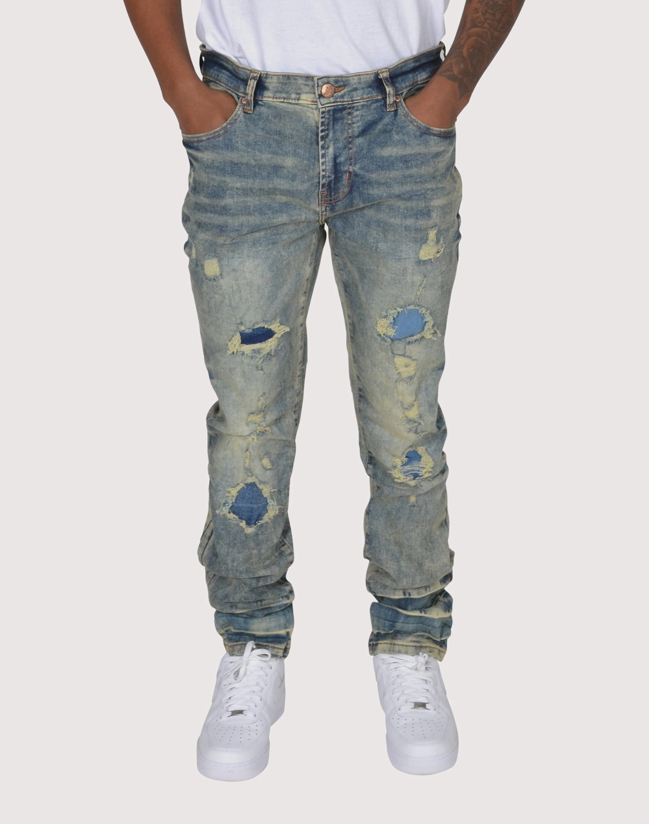 Fashion collections Grindhouse Vintage Heavy Rip N Repair Jeans Fashion customization