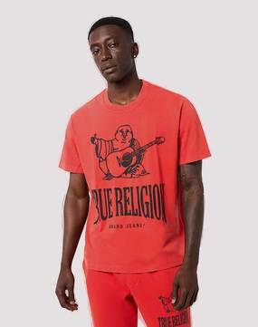 Fashion for all ages True Religion Vintage Crackle Buddha Red Tee Embroidered fashion