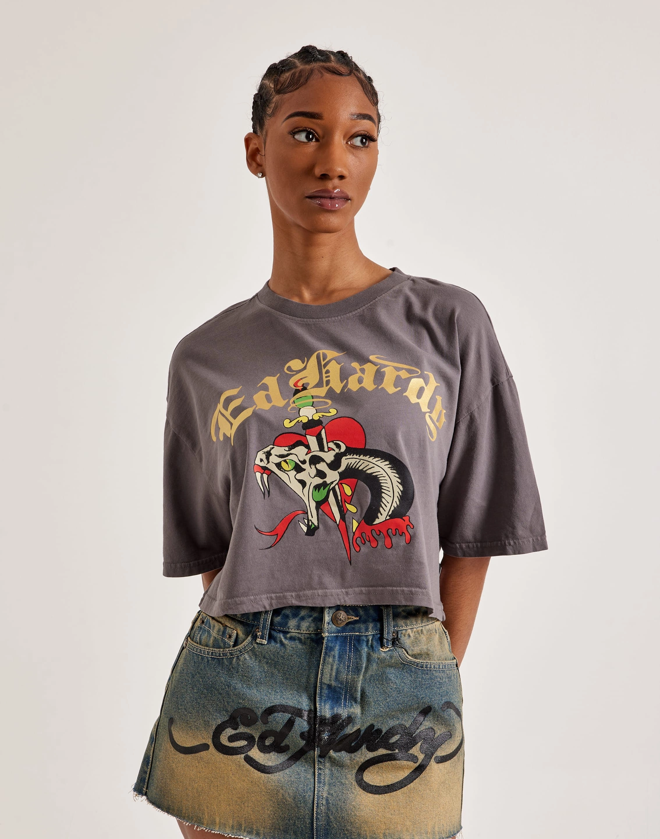 Lingerie and intimates Ed Hardy Snake Heart Boxy Cropped Tee Lingerie and intimates