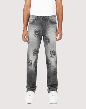 Fashion influencers' recommendations Grindhouse Pluto Grey Straight Fit Spider Rhinestone Jeans Fashion subscription services