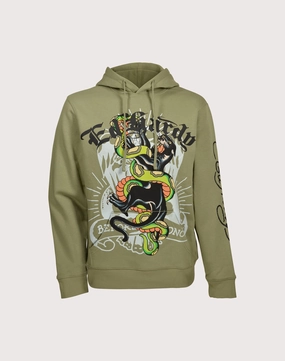 Fashion must - haves Ed Hardy Panther Snake Olive Hoodie Nylon - included fashion