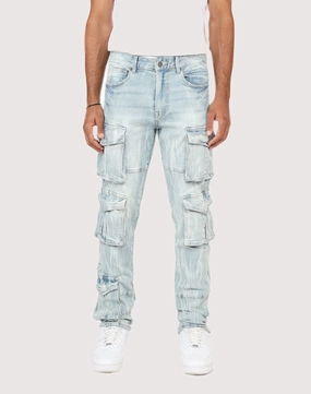 Fashion on sale Grindhouse Syosset Blue Cargo Slim Fit Jeans Fashion forecasting
