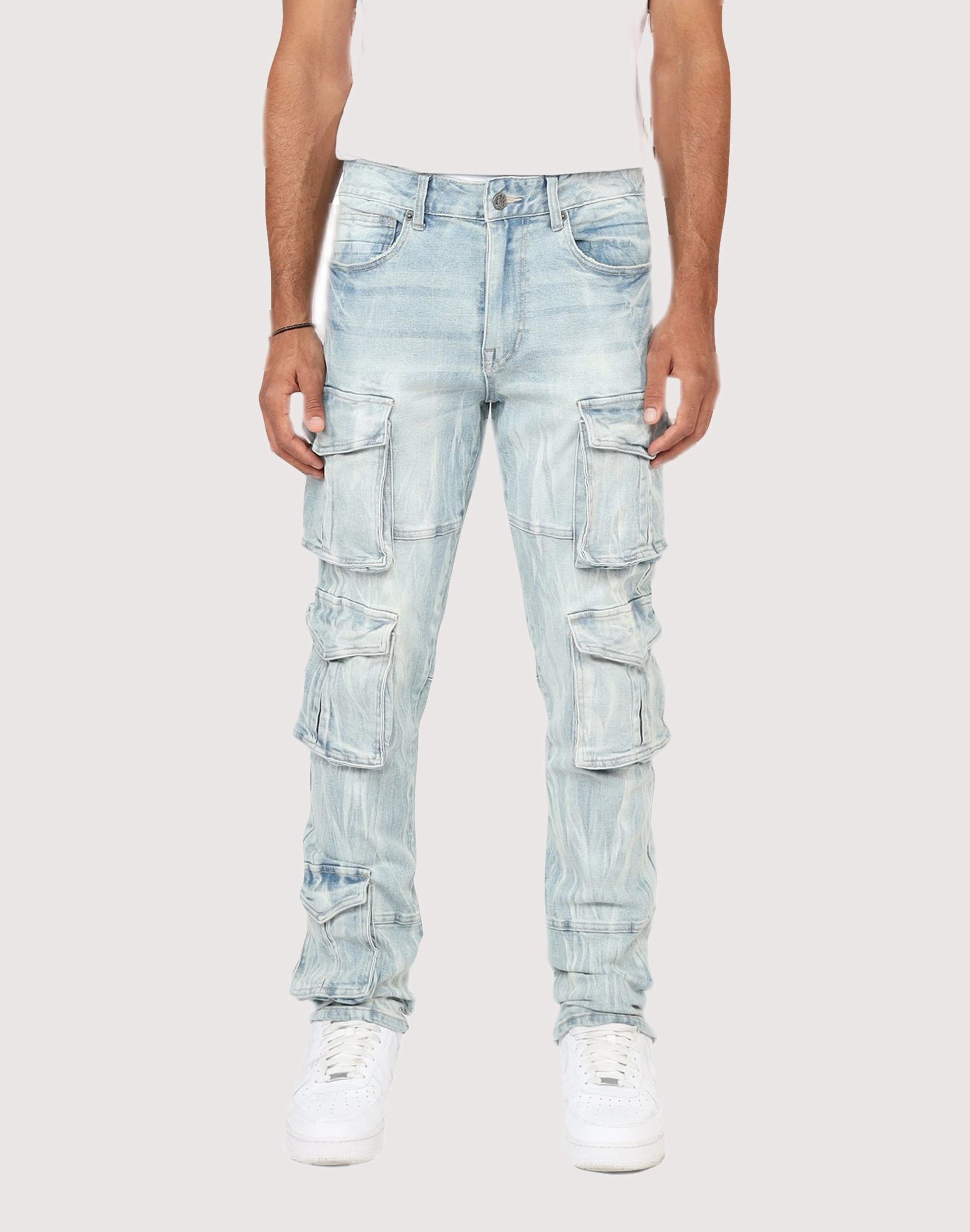 Fashion on sale Grindhouse Syosset Blue Cargo Slim Fit Jeans Fashion forecasting