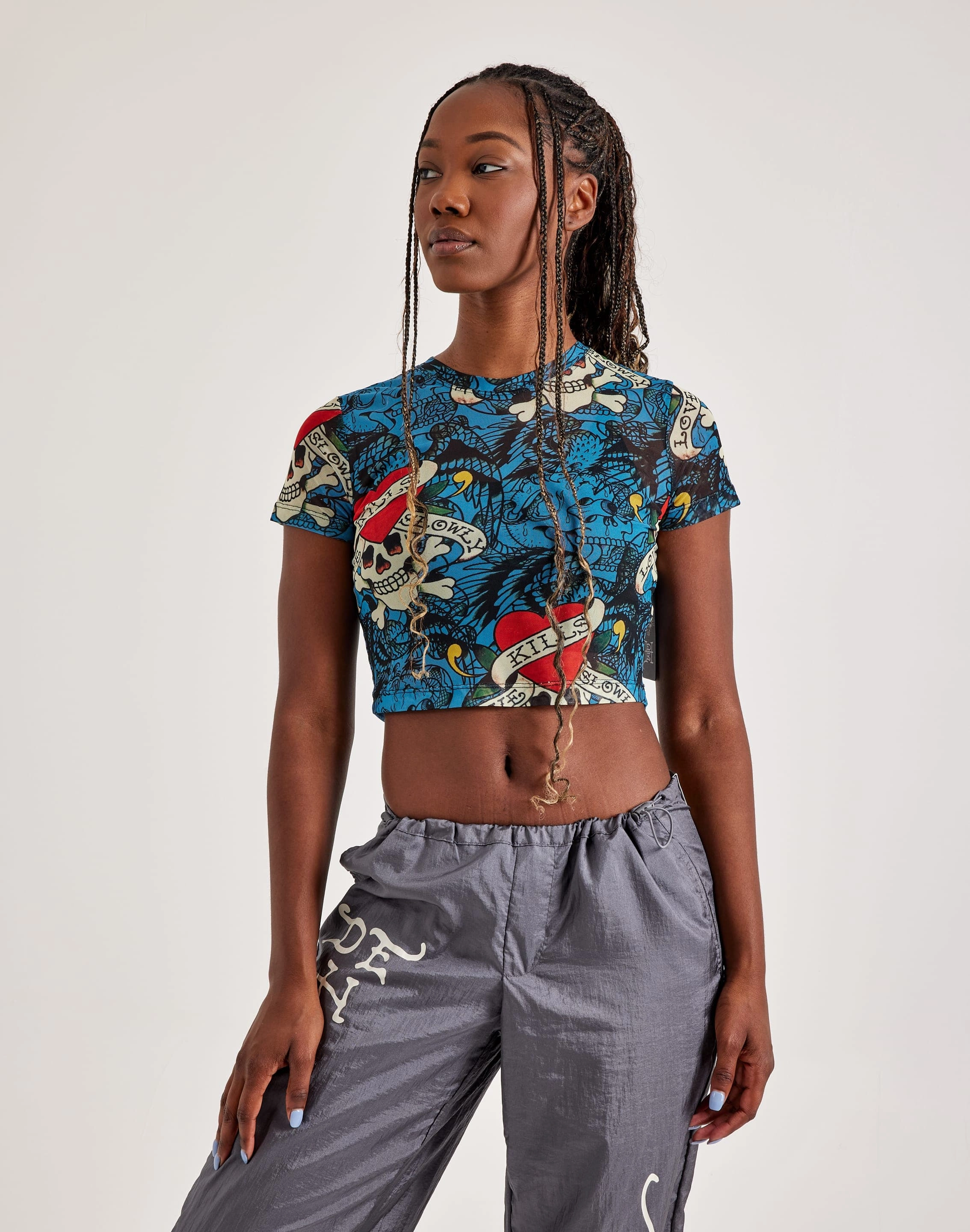 Designer fashion items Ed Hardy Skull Mesh Tee Formal wear selections