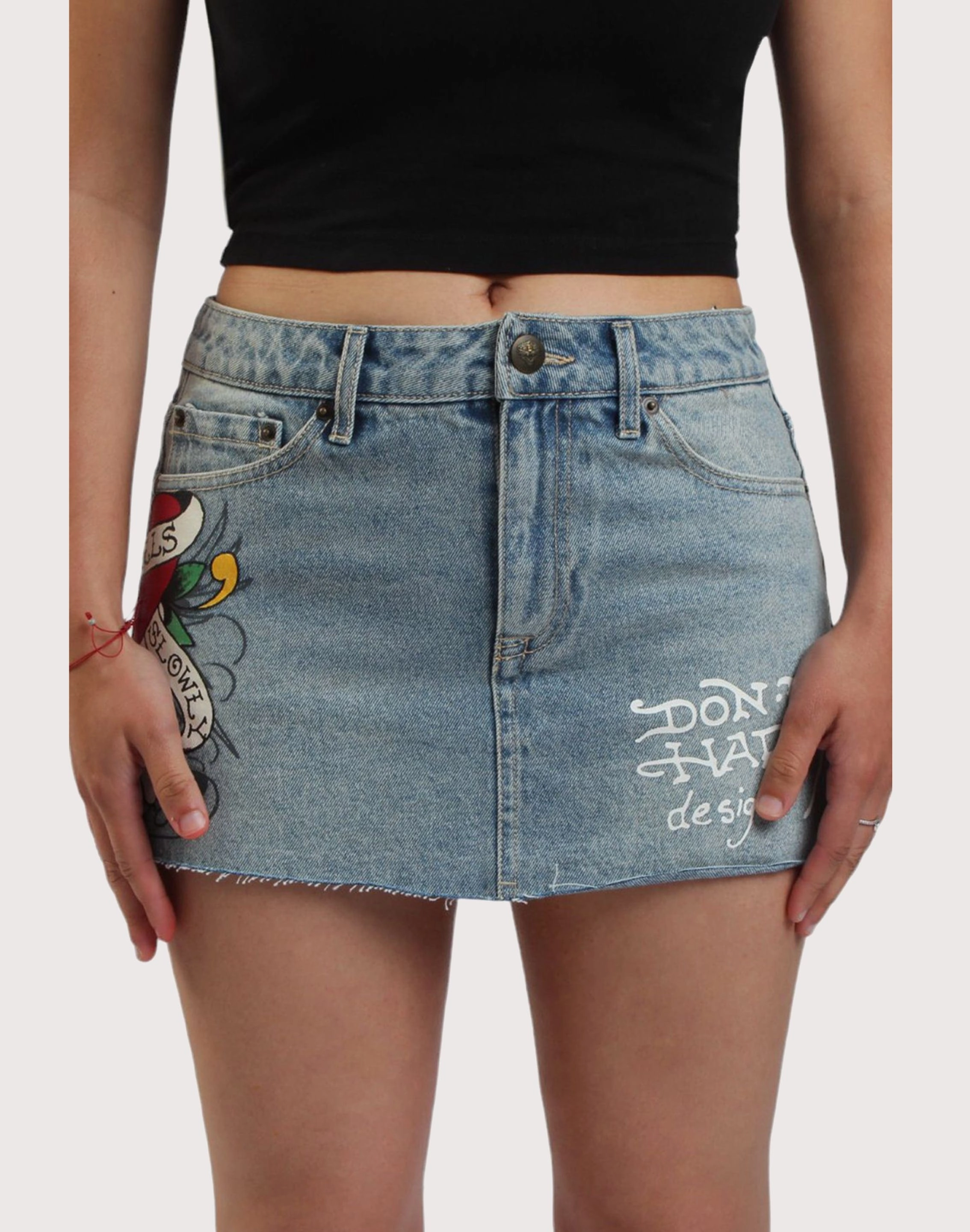 Ed Hardy Tiger Denim Mini Skirt Nylon - included fashion Fashion events