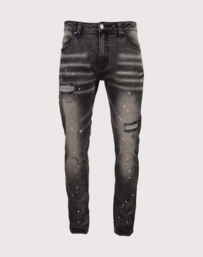 Fashion swaps Grindhouse Washed With Mini Rips Slim Fit Denim Black Jeans Suede - finished fashion