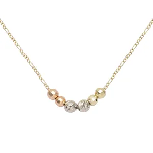 Five beads 14K Gold two tone Necklace