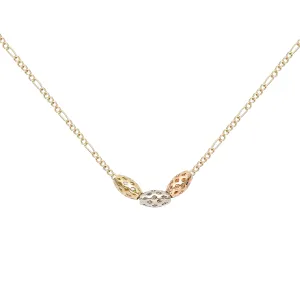 Five beads 14K Gold two tone Necklace