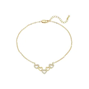 Five heart necklace plated in 14K Gold, Rose Gold, 18K Gold