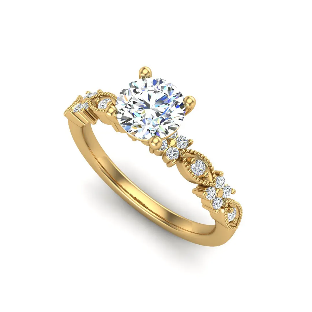 Floral Diamond Engagement Ring 1.30 ct. tw