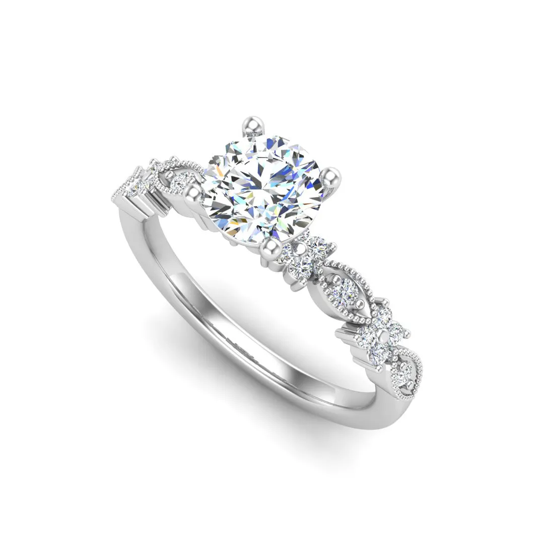 Floral Diamond Engagement Ring 1.30 ct. tw