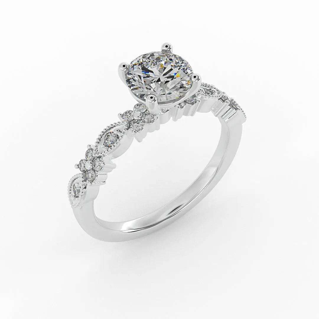 Floral Diamond Engagement Ring 1.30 ct. tw