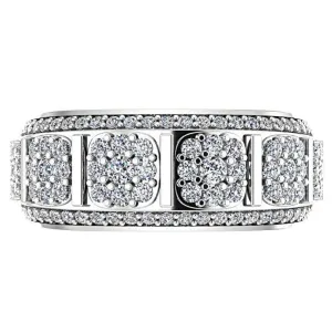 Flower Design Diamond Ring 14K White Gold