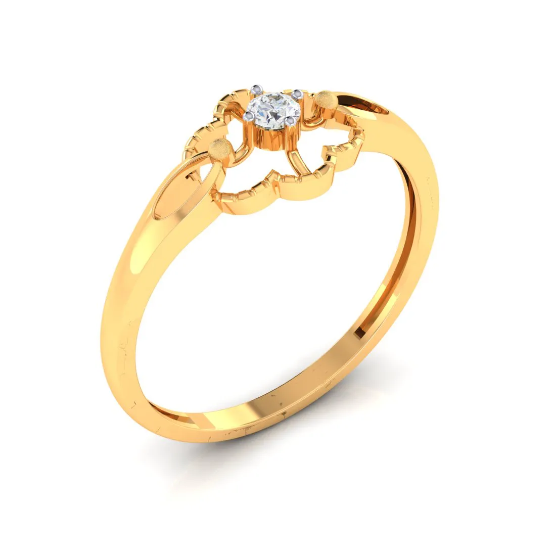 Flower Shape One Diamond Ring
