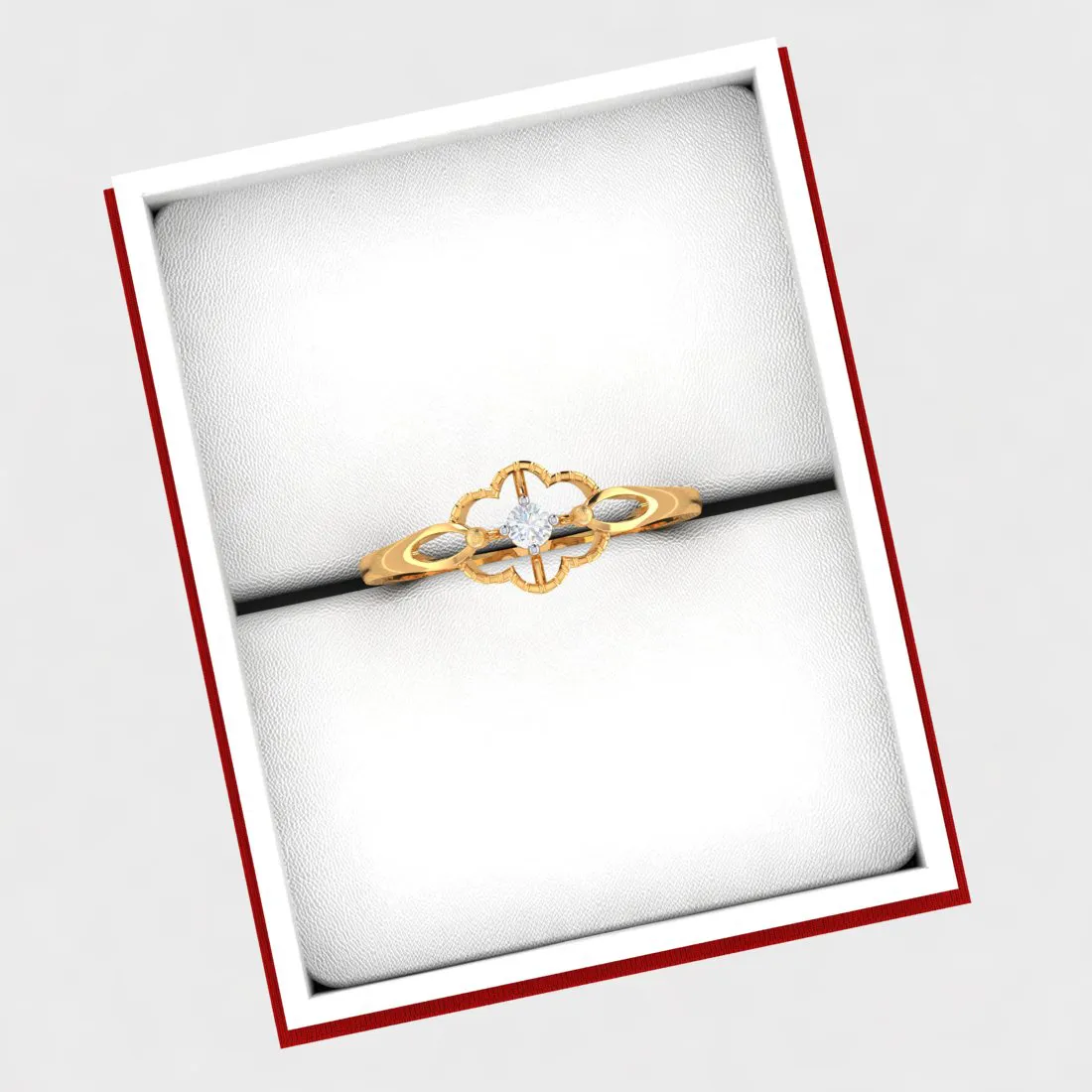 Flower Shape One Diamond Ring
