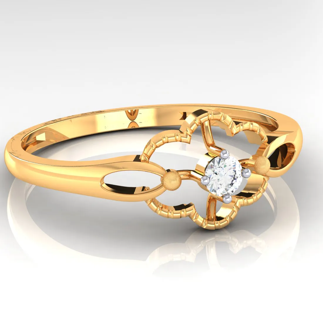 Flower Shape One Diamond Ring