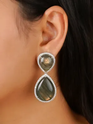 Fluorite Color Silver Plated Contemporary Earrings - CC-EAR10A