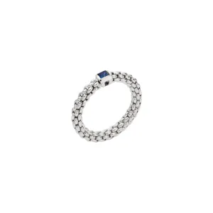 Fope 18k Souls Flex'it Ring with Bezel Set Blue Sapphire - Medium
