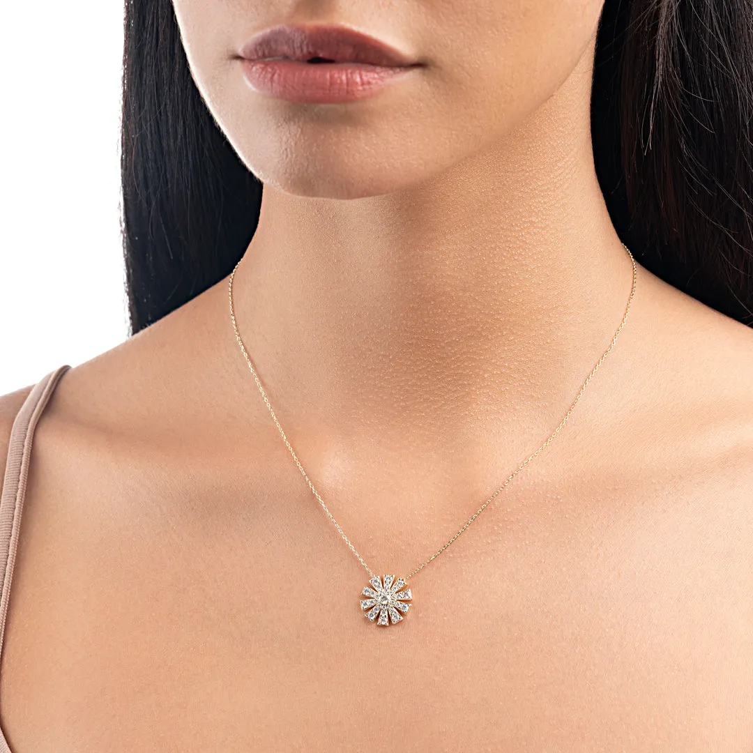 Full Sunrise Diamond Pendant Yellow Gold