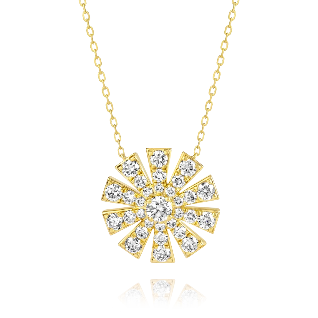 Full Sunrise Diamond Pendant Yellow Gold