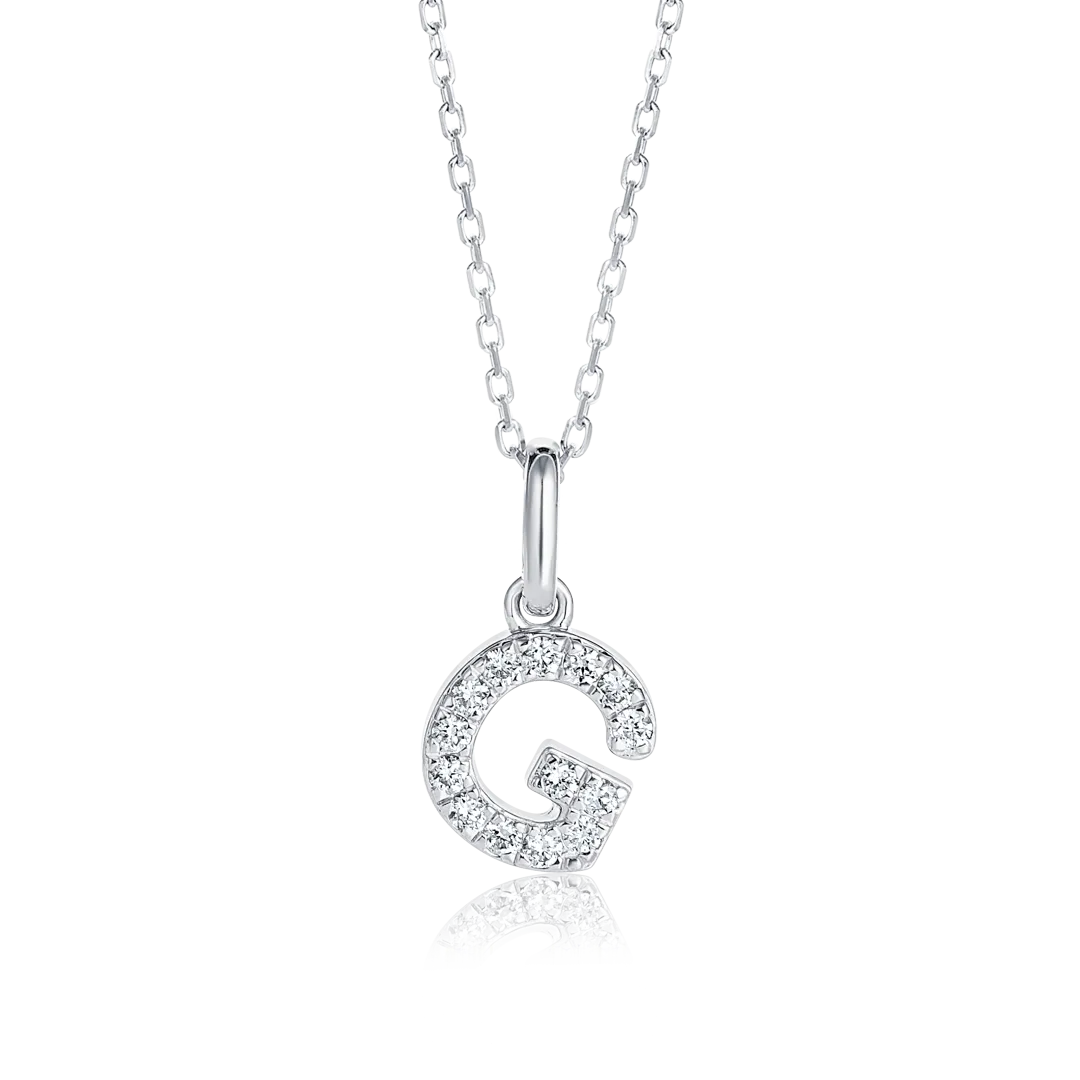 G Letter Pendant White Gold