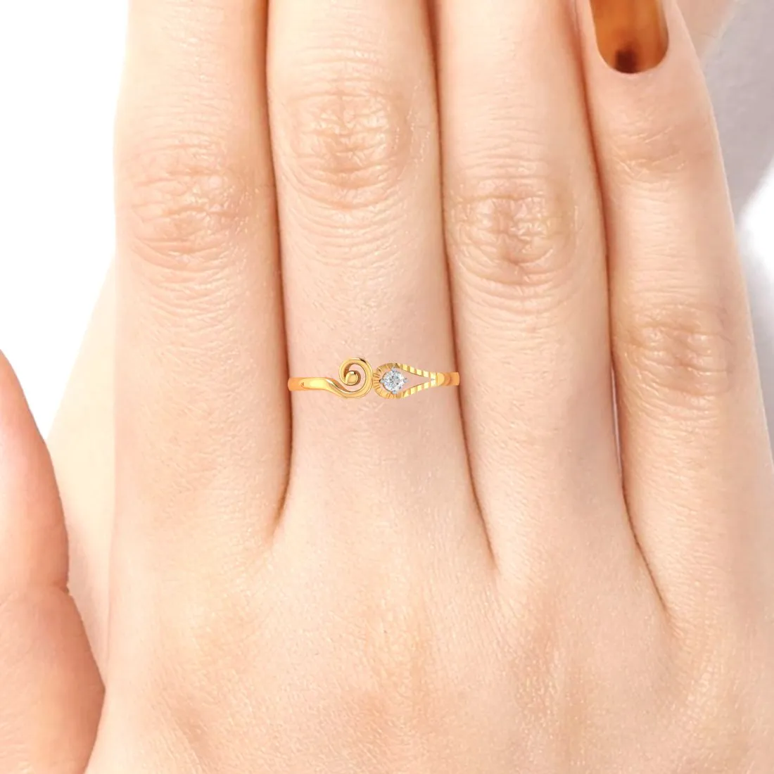 Gazing One-side Kalka Shape Diamond Ring