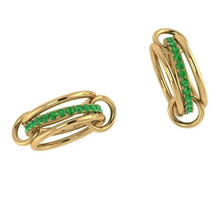 Gemstone Interlocking Ring in Yellow Gold