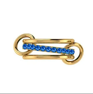 Gemstone Interlocking Ring in Yellow Gold