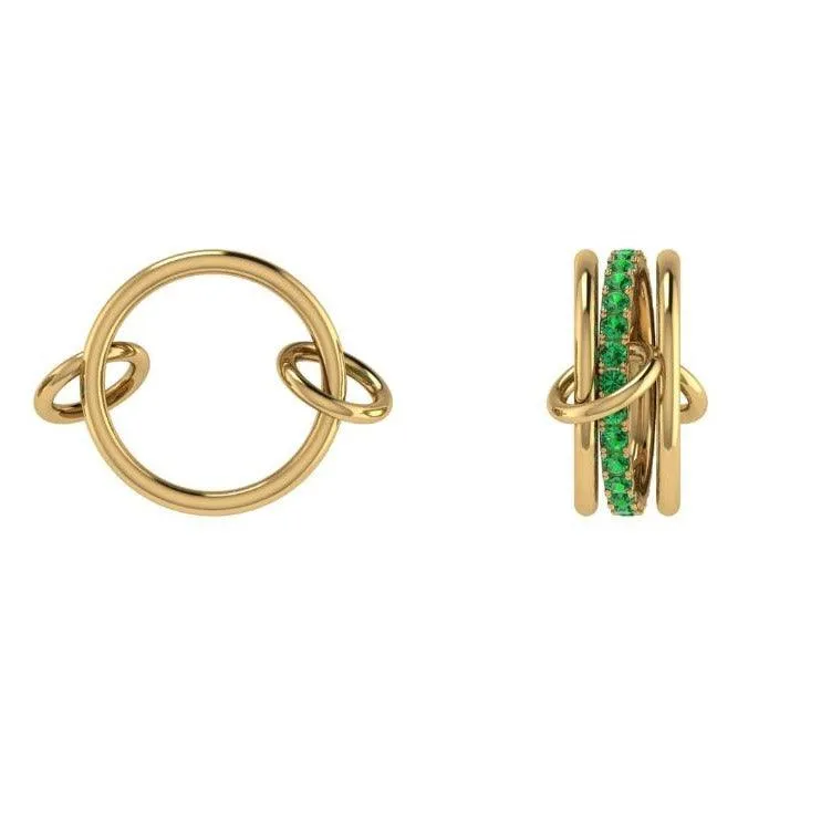 Gemstone Interlocking Ring in Yellow Gold