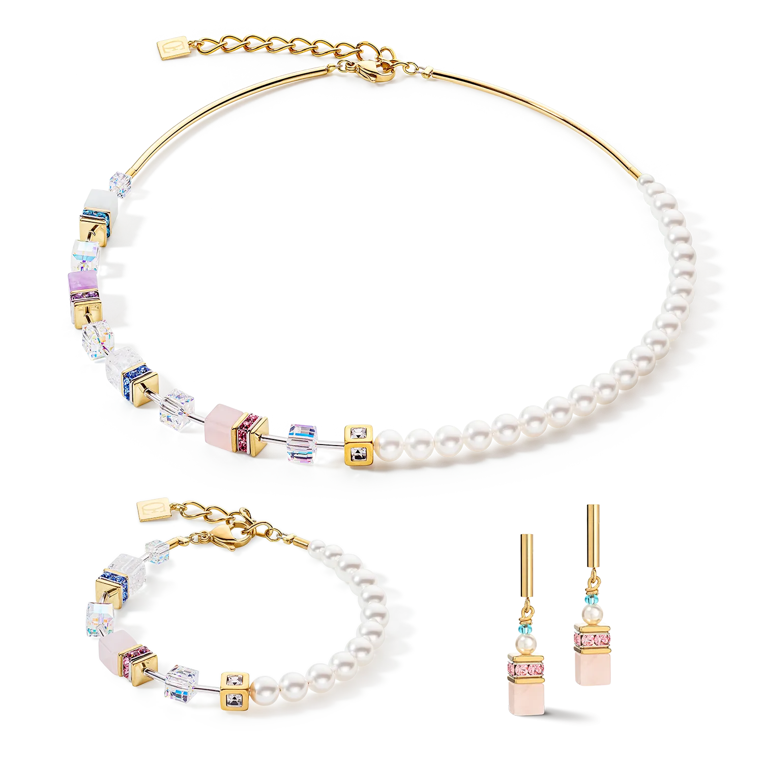 GeoCUBE? Precious Fusion Pearls bracelet multicolour pastel