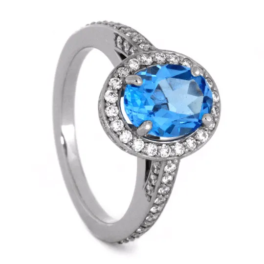 Gibeon Meteorite Wedding Ring Set, Topaz Engagement Ring With Opal Wedding Band