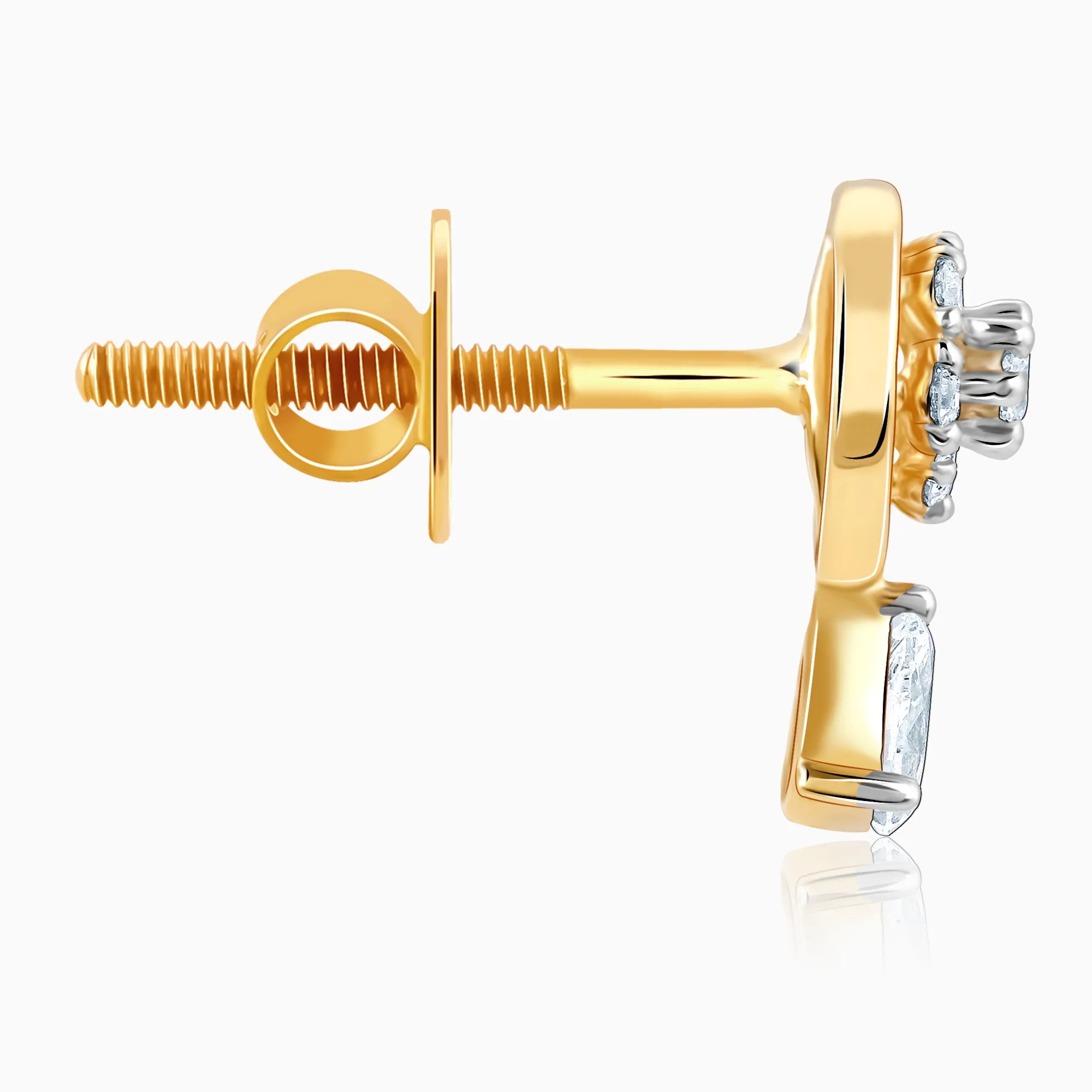 Gold Floral Dangling Diamond Earrings