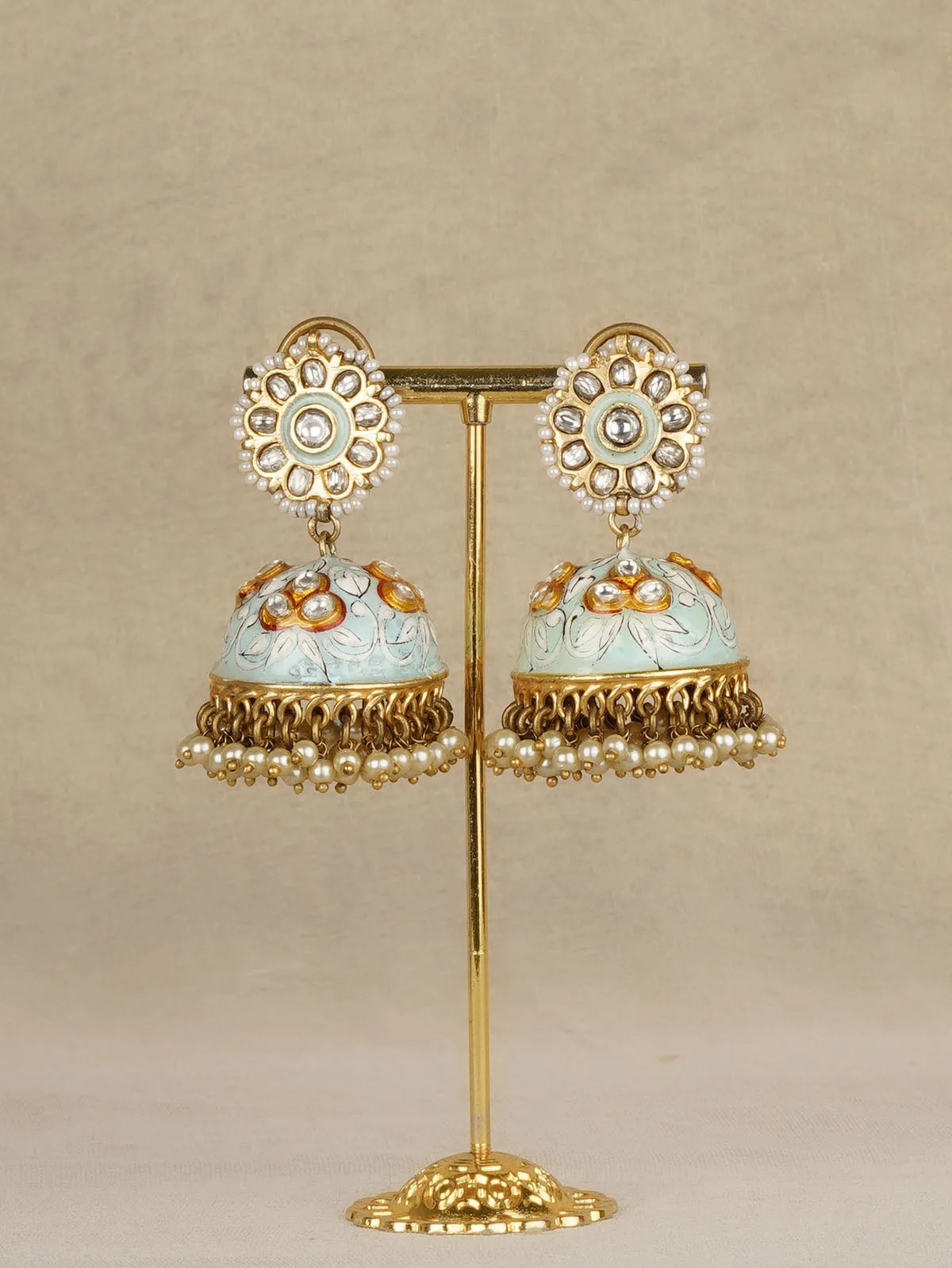 Gold Plated Jadau Kundan Earrings - ME1405