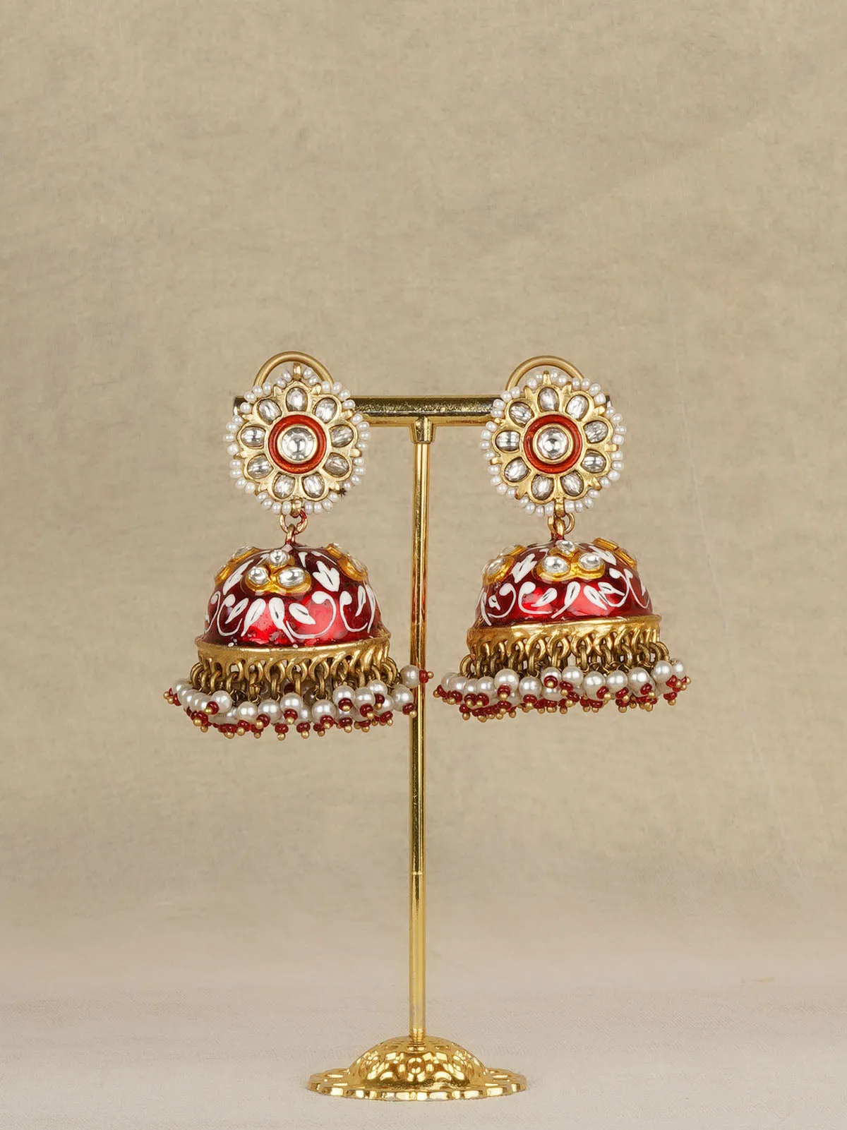 Gold Plated Jadau Kundan Earrings - ME1405