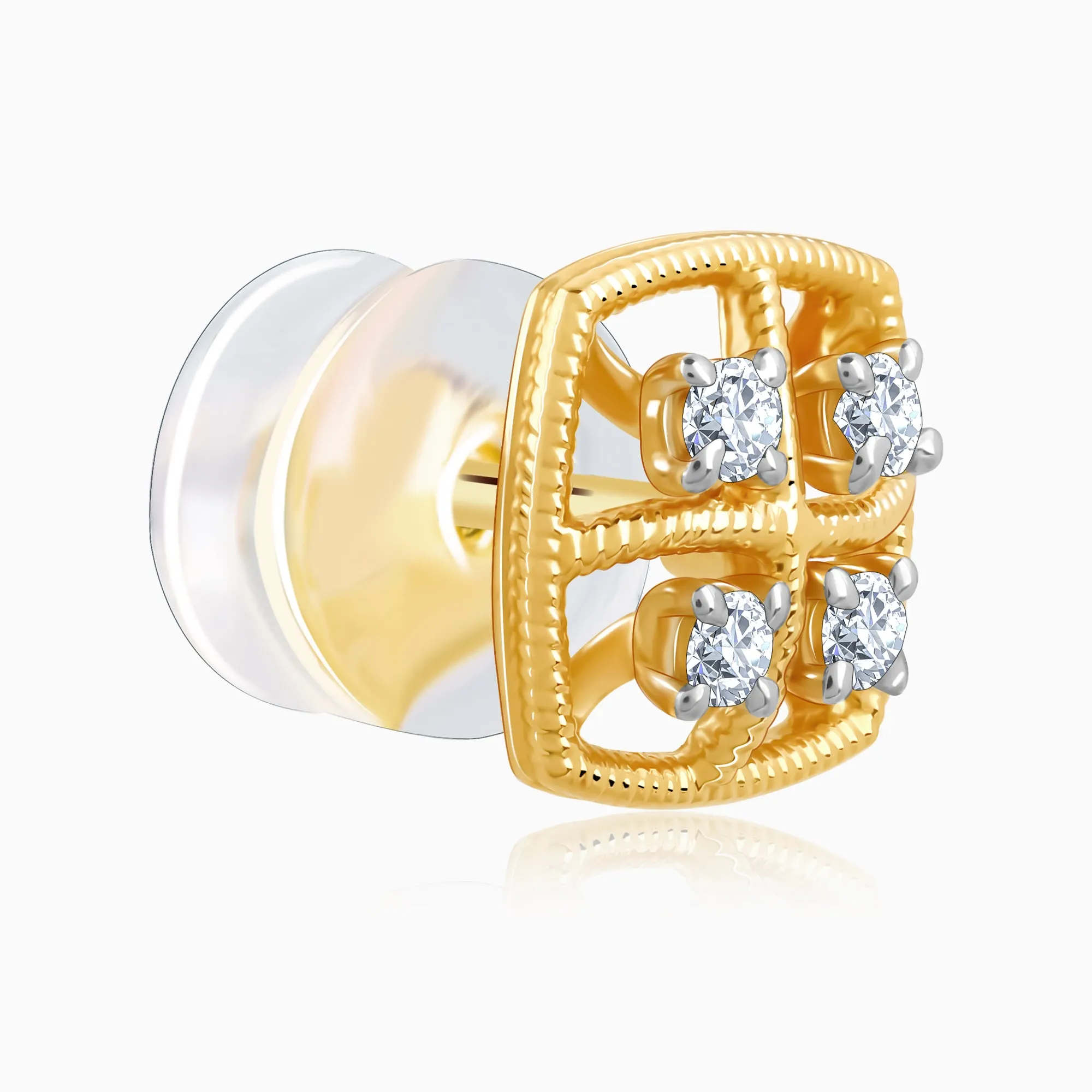 Gold Square Diamond Earrings