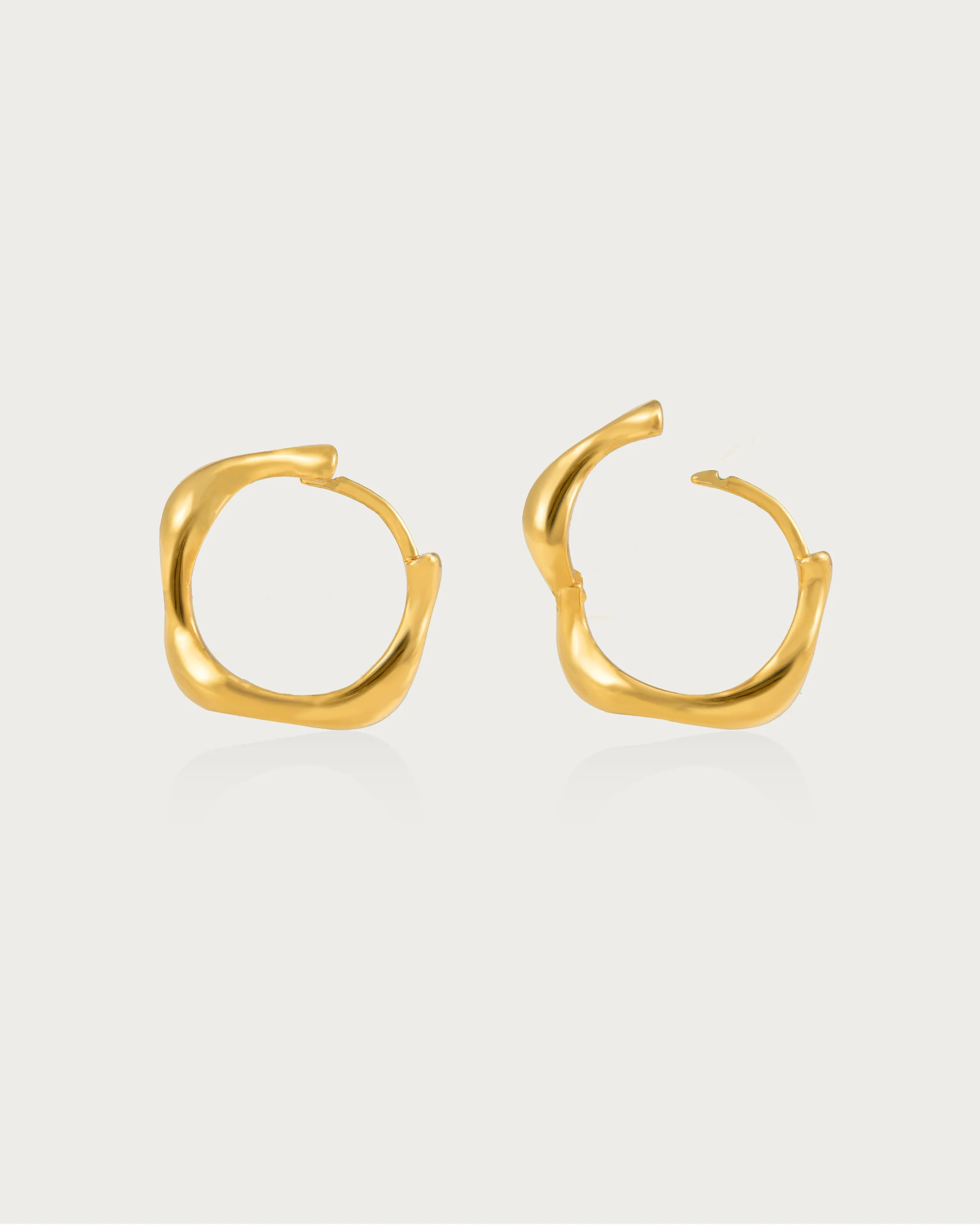 Gold Wave Hoop Earrings