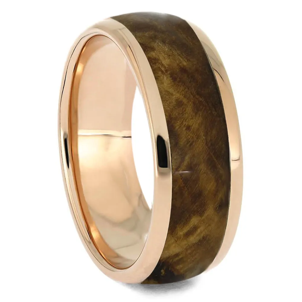 Gold Wedding Bands with Deer Antler and Wood