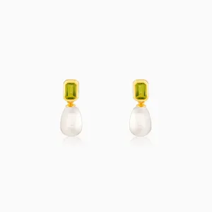 Golden Amber & Pearl Earrings