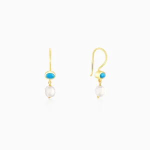 Golden Aquapearl Earrings