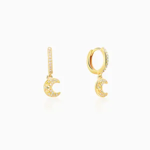 Golden Beautiful Moon Hoop Earrings