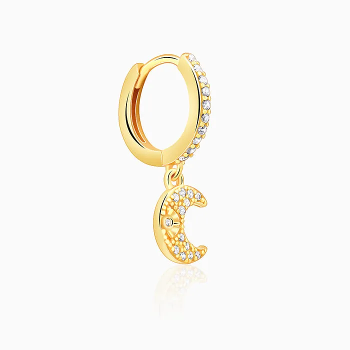 Golden Beautiful Moon Hoop Earrings